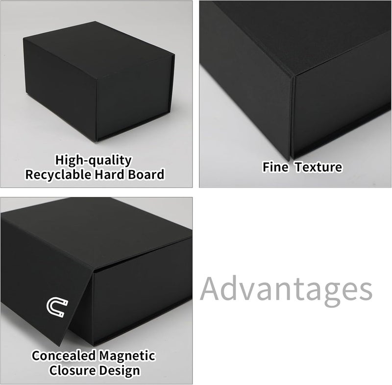 Ditwis 4 Pack 8x6x4 Inches Gift Boxes with Magnetic Closure Lids, Black Magnetic Box for Wedding, Groomsmen Bridesmaid Proposal, Birthdays, Mother's Day - Image 5